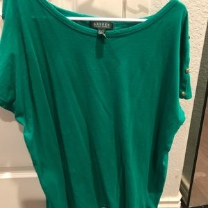 Ralph Lauren Short Sleeve Top Gold Detail Sleeves